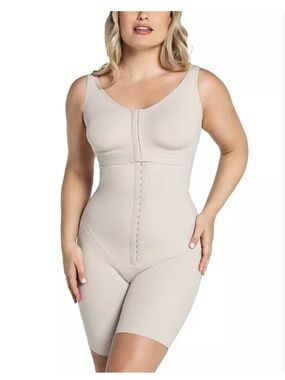 Leonisa 18520 Sculpting Bodysuit Back Support Bra Beige Size L (NWT)